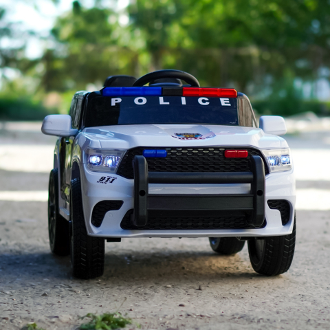 Masinuta electrica de politie, 120W 12V premium, alba [1]