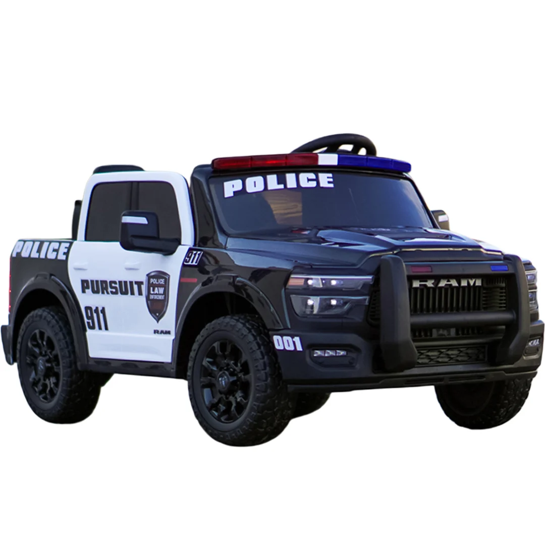 Masinute electrice - Masinuta electrica de politie, DODGE RAM 2500 REBEL, 400W, 24V, premium, neagra