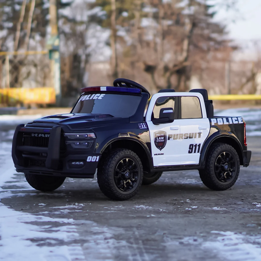 Masinuta electrica de politie, DODGE RAM 2500 REBEL, 400W, 24V, premium, neagra [2]