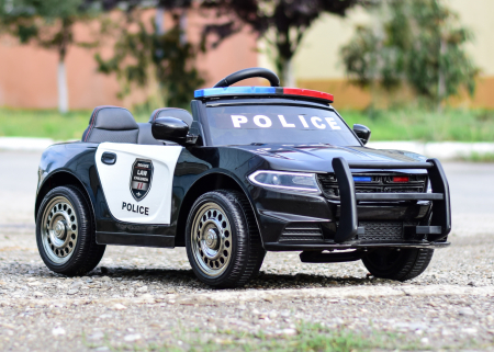 Electric ride-on police car JC666, 70W 12V, leather seat, black [4]