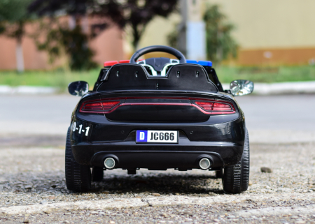Electric ride-on police car JC666, 70W 12V, leather seat, black [7]