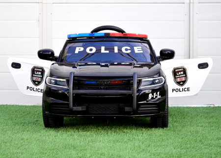 Special Ride on vehicles - Electric ride-on police car JC666, 70W 12V, leather seat, black