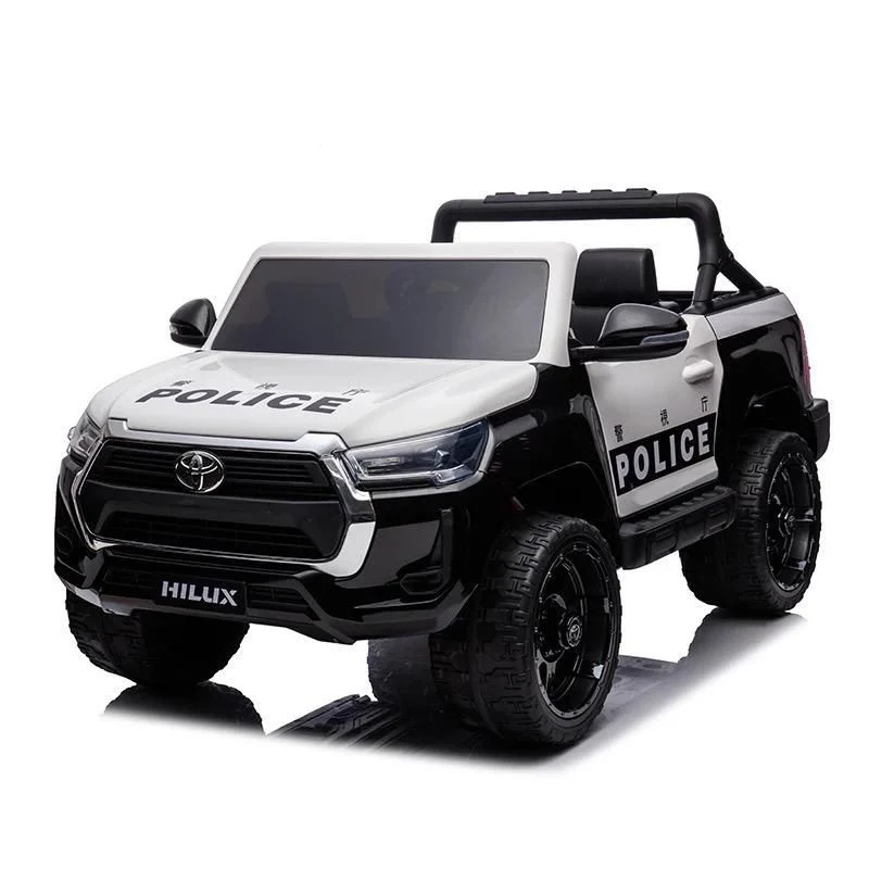Masinute electrice - Masinuta electrica de politie licenta Toyota Hilux, 4x4, 180W, 12V-14Ah, premium, alba