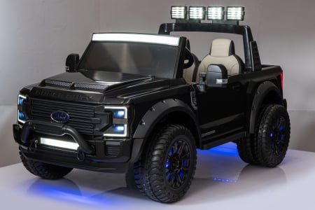 Masinuta electrica pentru copii Ford Super Duty F450, 4x4, 180W, cu roti moi, iluminat ambiental, negru [8]
