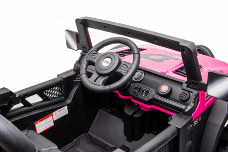 Electric ride-on car for kids BJ016, 90W 12V, leather seat, pink [6]
