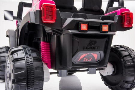 Electric ride-on car for kids BJ016, 90W 12V, leather seat, pink [12]