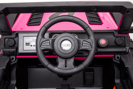 Electric ride-on car for kids BJ016, 90W 12V, leather seat, pink [8]