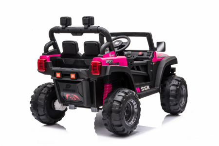 Electric ride-on car for kids BJ016, 90W 12V, leather seat, pink [1]