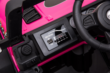 Electric ride-on car for kids BJ016, 90W 12V, leather seat, pink [13]