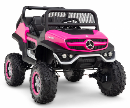 Ride On ATV & UTV - Licensed ride-on car for children, Mercedes UNIMOG, 2 seats, 4x4 140W, pink