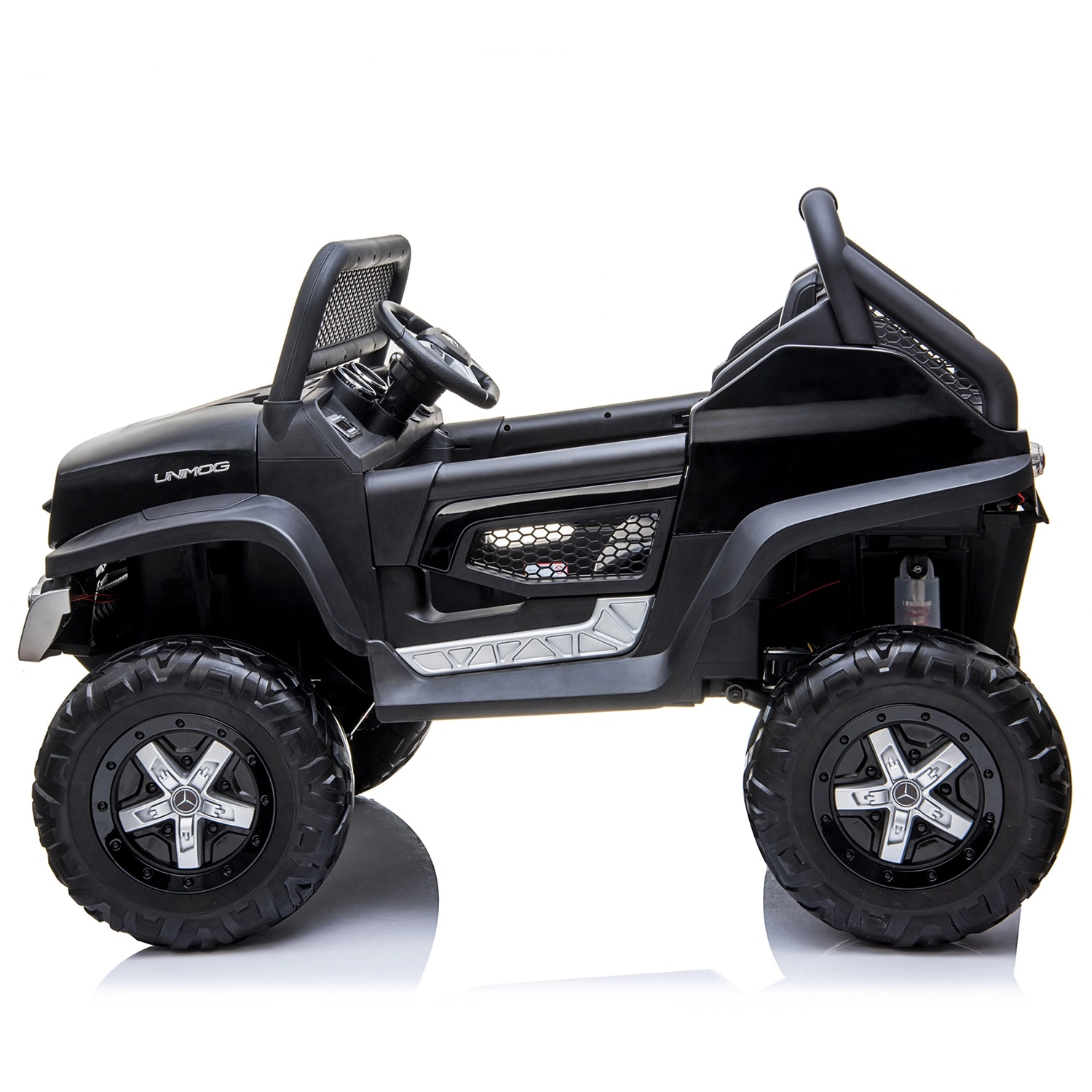 Licensed ride-on car for children, Mercedes UNIMOG, 2 seats, 4x4 140W, black [4]