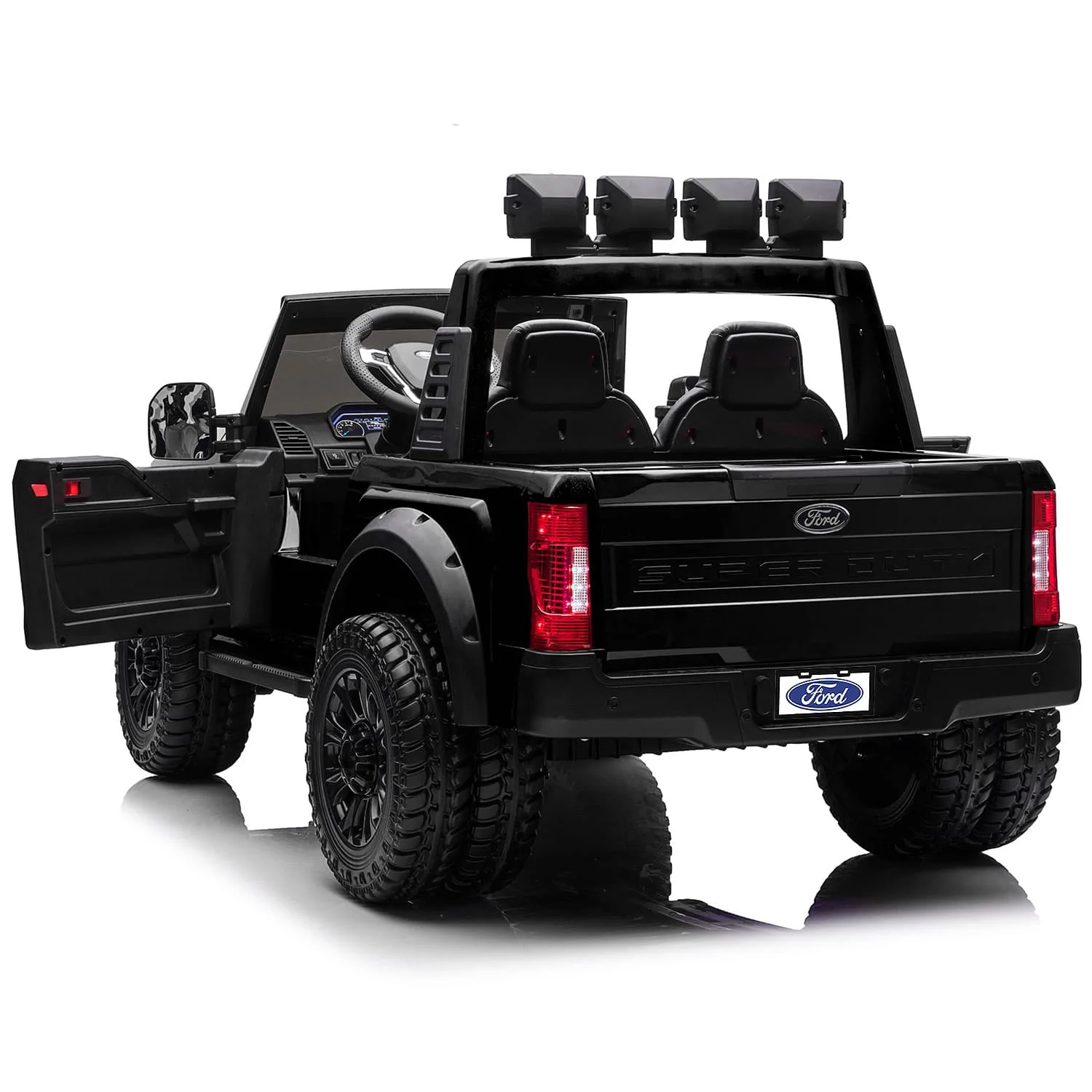 Ride on electric car for children, Ford Super Duty F450 licensed, with 2 seats, 4x4,180W premium, black [4]