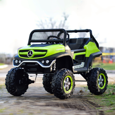 Masinuta electrica pentru 2 copii, licenta Mercedes UNIMOG, 4x4 140W, PREMIUM, verde [3]