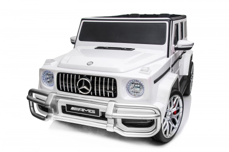 Masinute cu licenta - Masinuta electrica copii Mercedes G63 XXL, cu 2 locuri, 4x4, 180W 12V, premium, alba