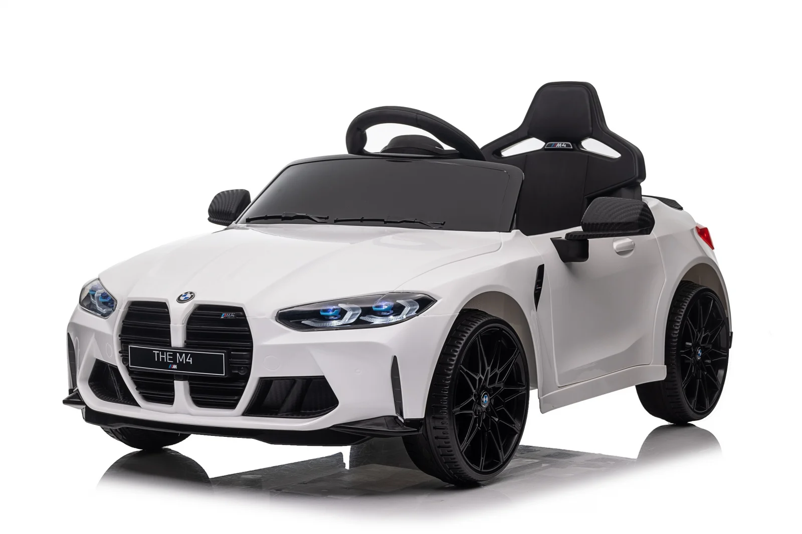 Licensed Ride On cars - Licensed electric ride-on car for children, Bmw M4, 90W, baterie 12V, EVA wheels, premium, white