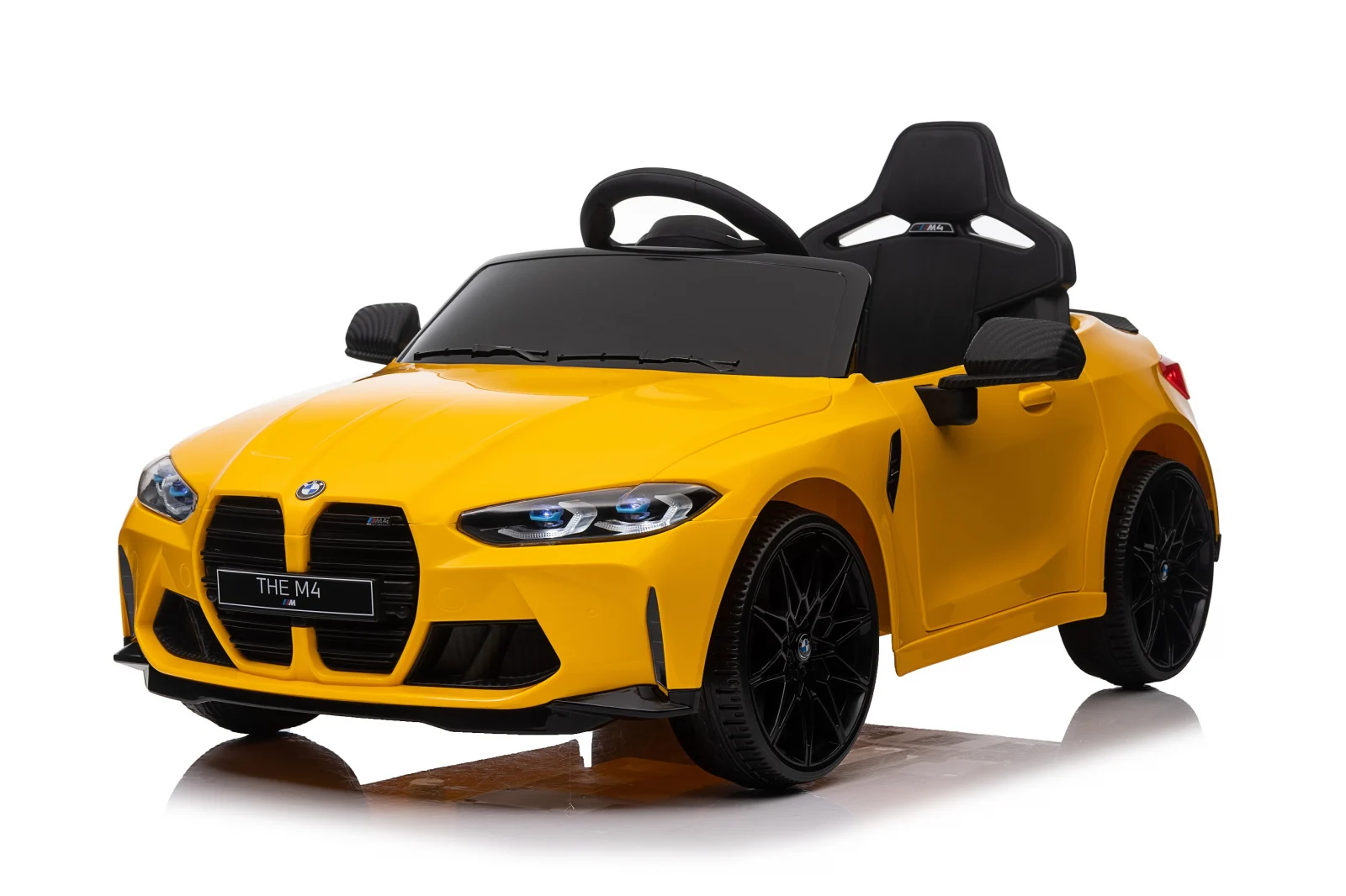 Licensed Ride On cars - Licensed electric ride-on car for children, Bmw M4, 90W, baterie 12V, EVA wheels, premium, yellow