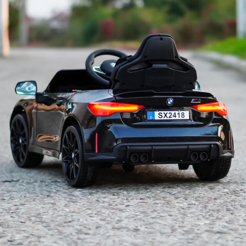 Licensed electric ride-on car for children, Bmw M4, 90W, baterie 12V, EVA wheels, premium, black [8]