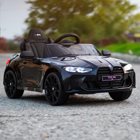 Licensed electric ride-on car for children, Bmw M4, 90W, baterie 12V, EVA wheels, premium, black [1]