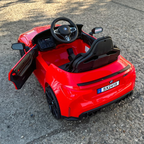 Masinuta electrica pentru copii, Bmw M4, 90W putere, baterie 12V 7Ah, roti EVA, scaun tapitat, rosie [12]