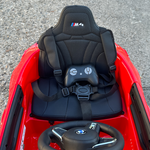 Masinuta electrica pentru copii, Bmw M4, 90W putere, baterie 12V 7Ah, roti EVA, scaun tapitat, rosie [14]