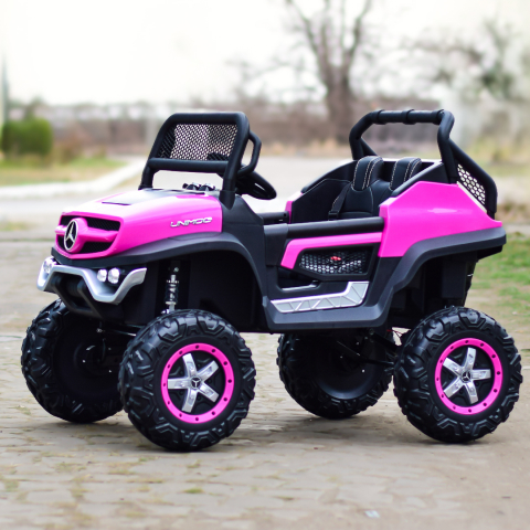 Licensed ride-on car with 2 seats, Mercedes UNIMOG 4x4, 140W, premium, pink [3]