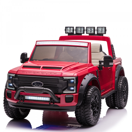 Masinute electrice - Masinuta electrica copii Ford Super Duty F450, 4x4, 180W putere, cu roti moi, Rosu