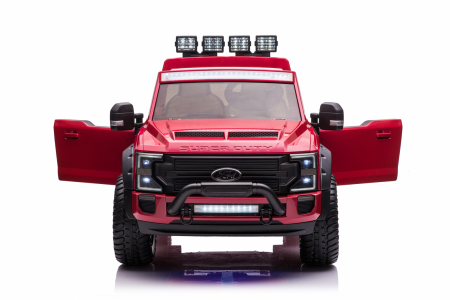 Masinuta electrica copii Ford Super Duty F450, 4x4, 180W, cu roti moi, scaun tapitat, rosie [8]