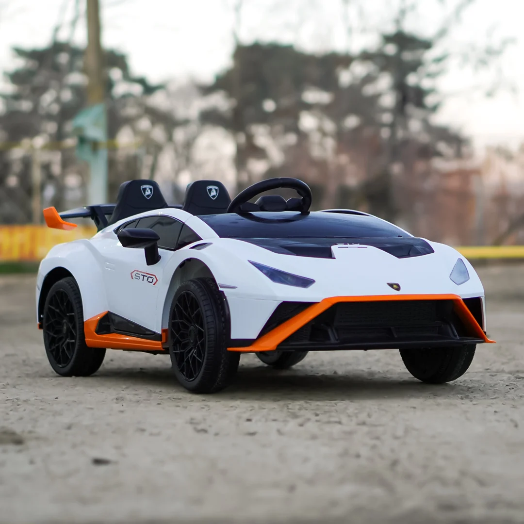 Lamborghini Huracán STO 12V 80W Premium Kids Electric Ride-On Car, White [1]