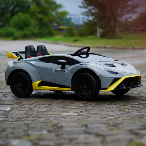 Lamborghini Huracán STO 12V 80W Premium Kids Electric Ride-On Car, grey [9]