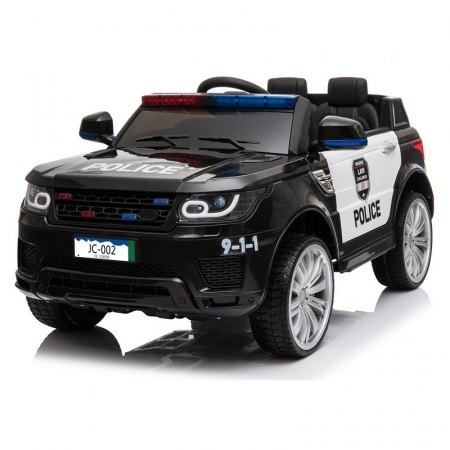 Vehicule speciale copii - Masinuta electrica de politie JC002, 90W 12V PREMIUM, neagra