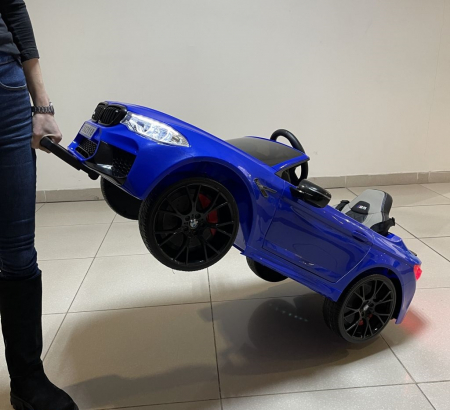 Masinuta electrica Bmw M5 Competition,12V-14Ah, 90W, roti EVA, scaun tapitat,premium, albastra [14]