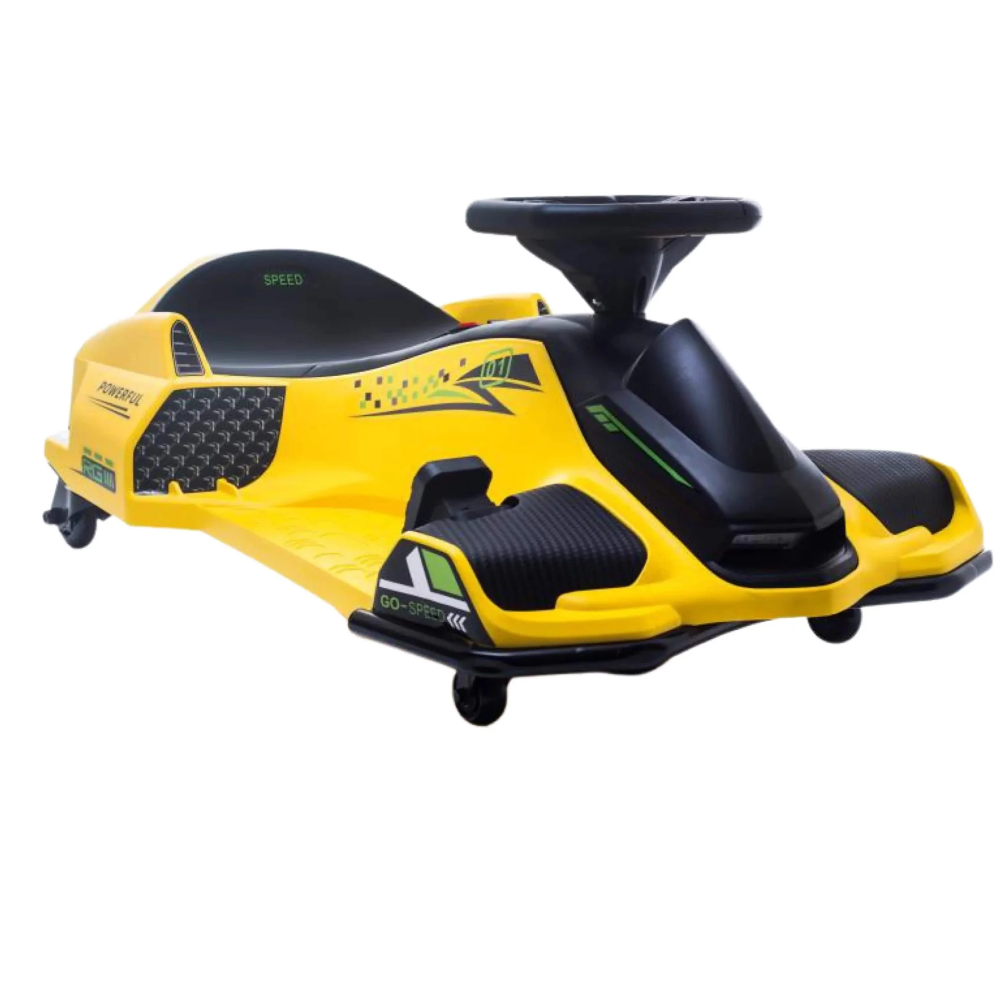 Masinute electrice - Masinuta electrica tip Kart pentru copii 5-11 ani, Rider Drift 360, 180W, 24V, galbena