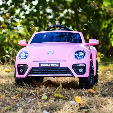 Masinuta electrica VW Beetle Dune 60W 12V, functie de leganat, bluetooth, roz [1]