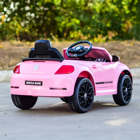 Masinuta electrica VW Beetle Dune 60W 12V, functie de leganat, bluetooth, roz [9]