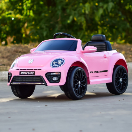 Masinuta electrica VW Beetle Dune 60W 12V, functie de leganat, bluetooth, roz [4]