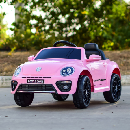 Masinuta electrica VW Beetle Dune 60W 12V, functie de leganat, bluetooth, roz [3]