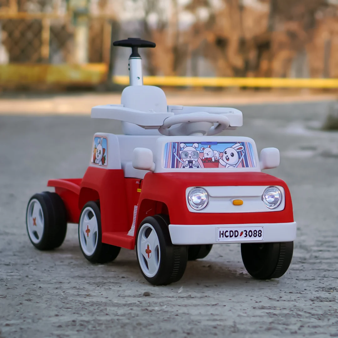 Masinuta pentru copii 4 in 1,  FunnyBunny 60W 6V, cu telecomanda si remorca, rosie [9]