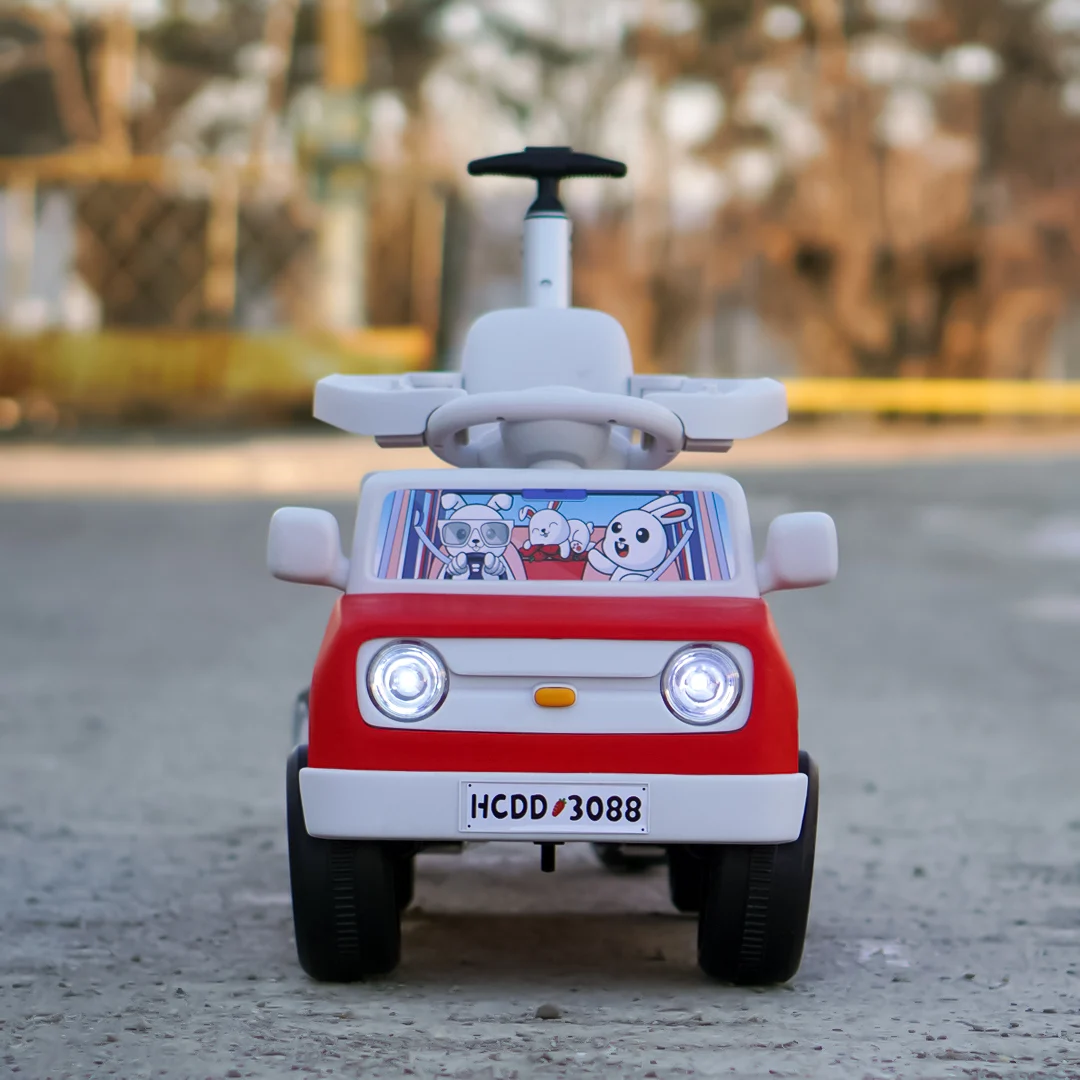 Masinuta pentru copii 4 in 1,  FunnyBunny 60W 6V, cu telecomanda si remorca, rosie [5]