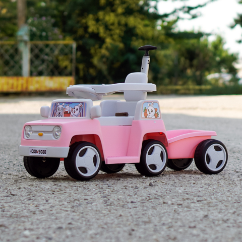 Masinuta pentru copii 4 in 1,  FunnyBunny 60W 6V, cu telecomanda si remorca, roz [3]