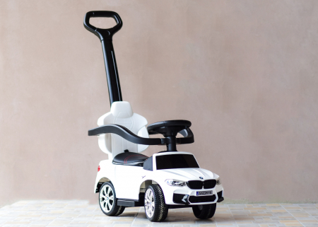 Licensed BMW children's ride on car with handle, 2 in 1, premium equiped, white [1]