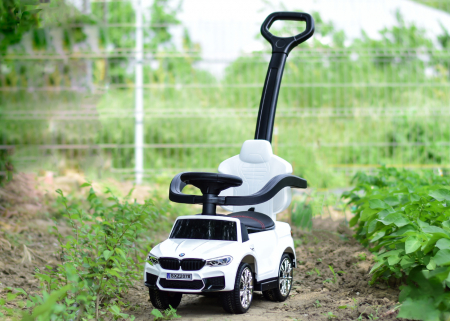 Licensed BMW children's ride on car with handle, 2 in 1, premium equiped, white [7]