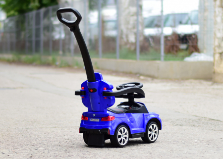 Masinuta pentru copii cu maner, 2 in 1, pentru copii, BMW, premium, albastra [5]