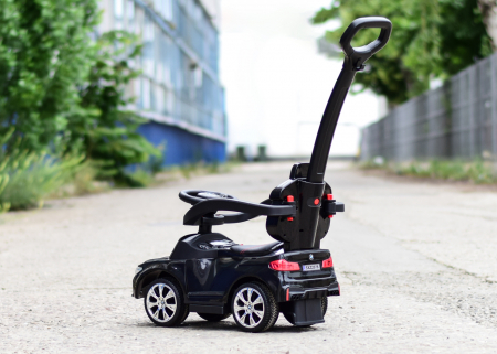 Masinuta pentru copii cu maner, 2 in 1, pentru copii, BMW, premium, neagra [5]