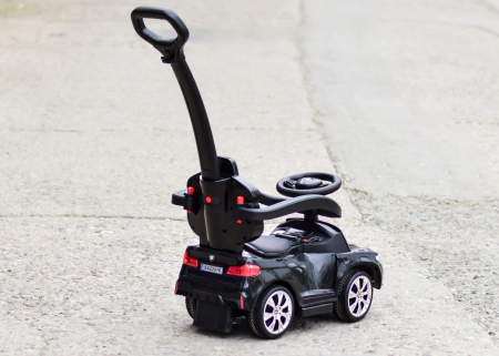 Masinuta pentru copii cu maner, 2 in 1, pentru copii, BMW, premium, neagra [3]