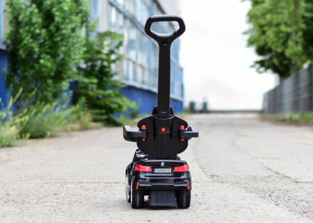 Masinuta pentru copii cu maner, 2 in 1, pentru copii, BMW, premium, neagra [4]