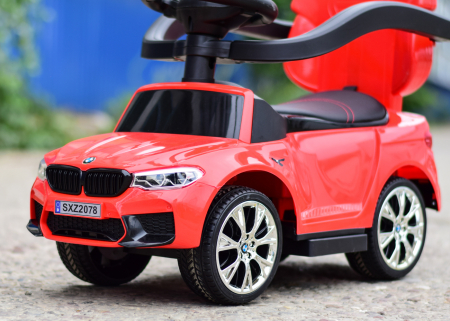 Licensed BMW children's ride on car with handle, 2 in 1, premium equiped, red [5]