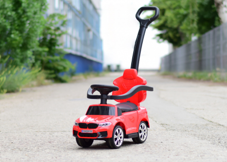 Licensed BMW children's ride on car with handle, 2 in 1, premium equiped, red [1]