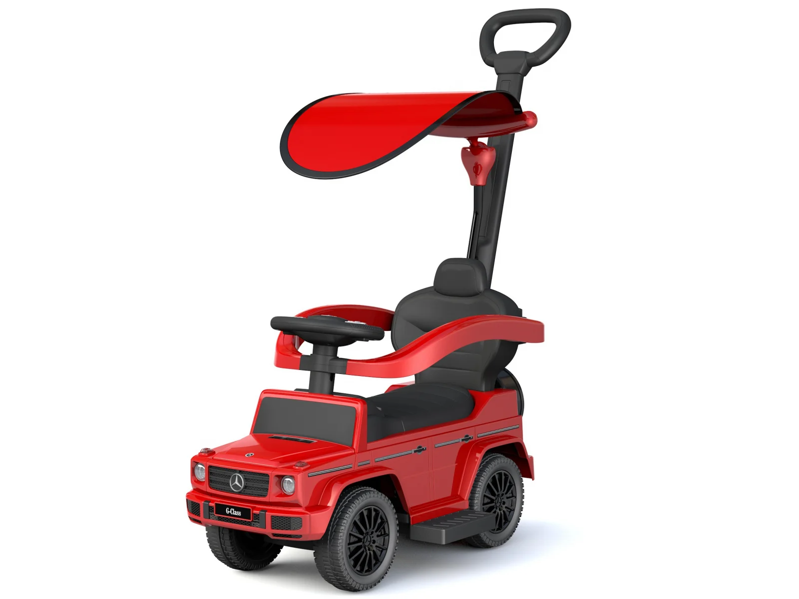 Licensed Ride On cars - Ride-on car and precursory for children 2 in 1, licensed, Mercedes G350d, sun visor included, red