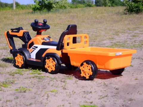 Mini excavator copii BJXZ219B 35W 6V, incarcator electric, remorca, galben [1]
