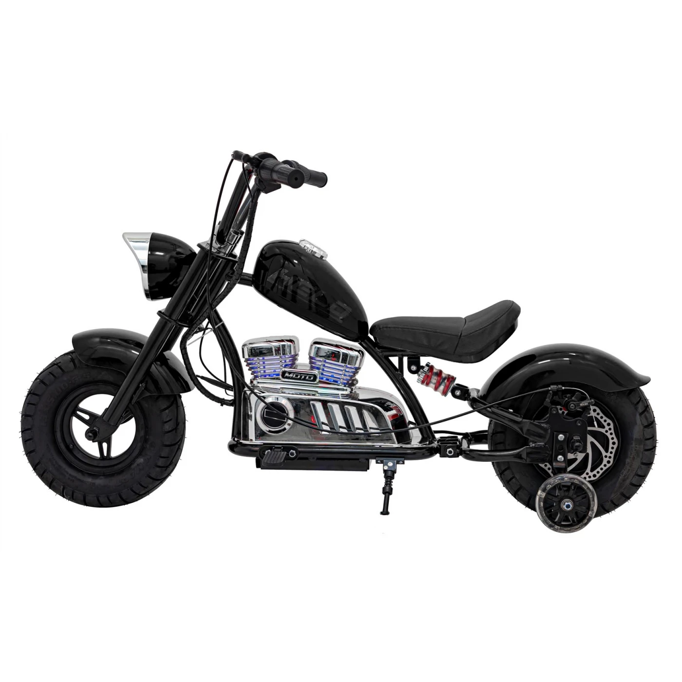 Electric ride-on motorcycle for 5 - 9 years, model Old-School, 300W, 24V, inflatable wheels, upholstered seat, premium, black [3]